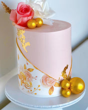 Load image into Gallery viewer, FLOWERS &amp; SPHERES THEMED CAKE (Gold Edition)