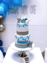 Load image into Gallery viewer, Two-Tier Birthday Cake (One Year Old Teddy Bear Theme)