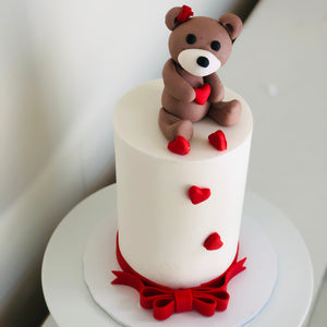 Valentine Themed Cake - Teddy topper